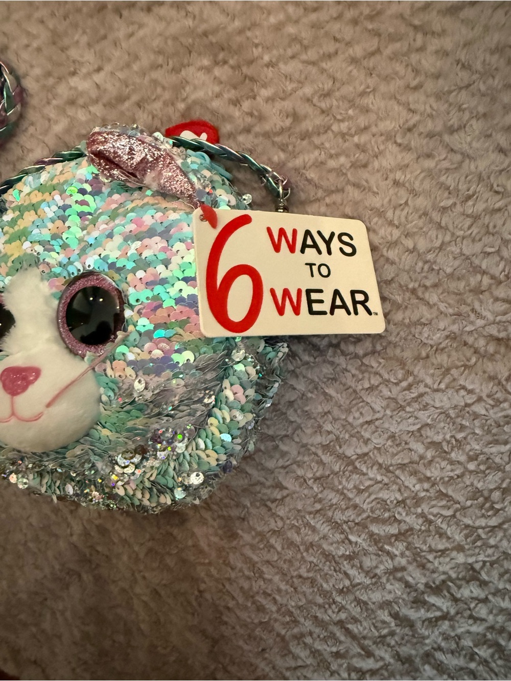 Ty Sequin Cat Crossbody Bag in Iridescent/Pink NWT 🌸✨ - Picture 4 of 6